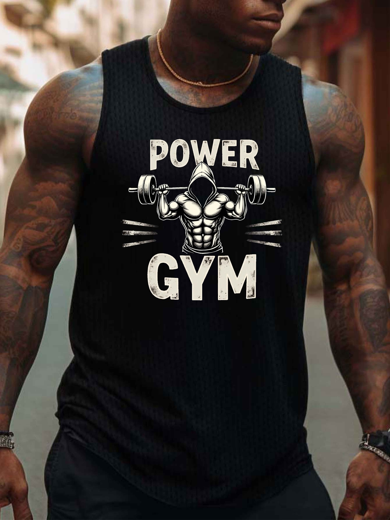 Men's Barbell Print Tank Top - - مراجعة Fitness & Nutrition Lab Zapopan وسعره